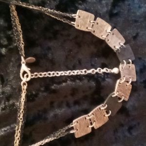 Chico's collar necklace. Layered chain & chunky blocks. 14+2 inches